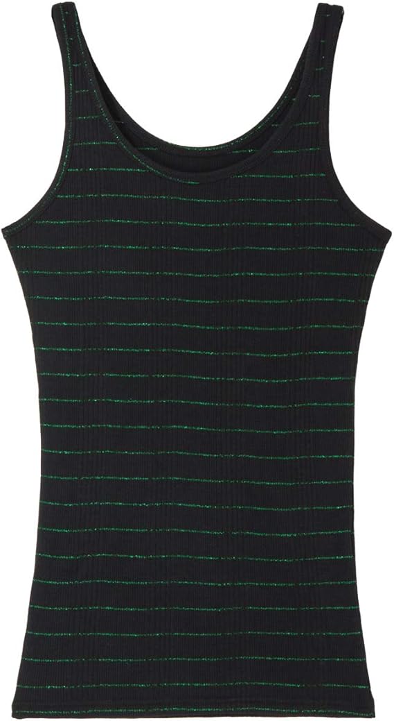 Amazon リブ織 ラメボーダー タンクトップ インナー キャミソール オリジナル ロゴ Hotclothing ホットクロッシング キラキラ ラメ シンプル トップス レディースファッション インナーキャミソール タンクトップ 通販