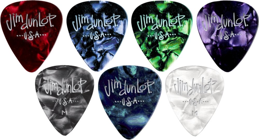 Jim Dunlop 483P12MD Guitar Picks, Medium, Green Pearl
