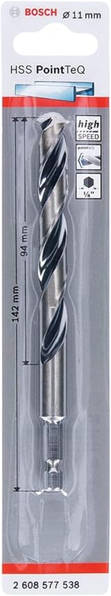 Bosch PointTeQ Hex Drill Bit 11.0 mm Metal 142 mm 1/4 Inch Hex Shank