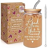 Qubereeree Christian Gifts for Women Faith - God Is Still Writing Your Story 12oz Coffee Tumbler Inspirational/Religious/Spiritual Gift for Adults, Scripture Bible Verse Gifts for Women Friend-122