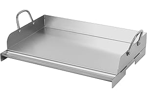 ORNKAT Grill Griddles Stainless Steel Stove Top Griddles 16"*11" Flat Top Grill Pans Compatible for BBQ Charcoal/Gas Grills