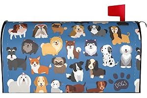 Gbuzozie Cute Puppy Dogs Animal Mailbox Cover Magnetic Waterproof Mail Wraps Post Letter Box Covers for Outdoor Garden Use 25.5x21 in