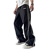 GORGLITTER Men's Letter Wide Leg Baggy Sweatpants Y2k Hip Hop Fashion Track Pants