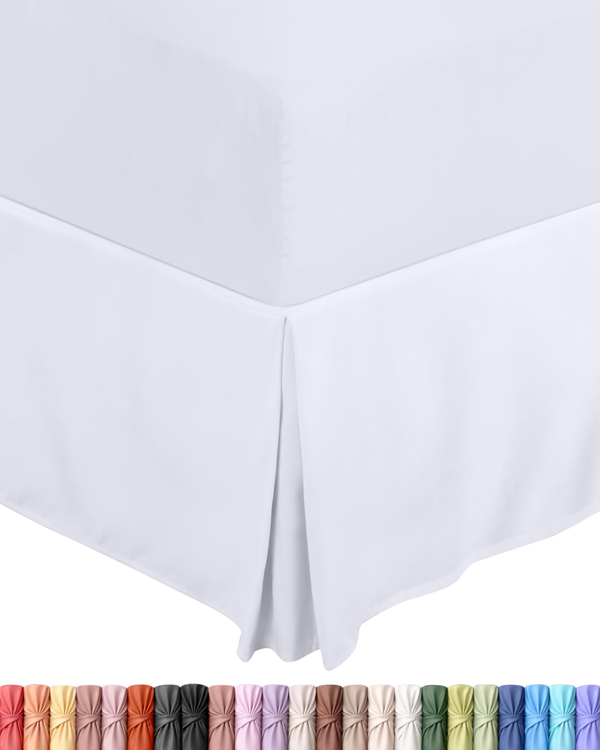 Utopia Bedding Valance Sheet Small Double, OEKO-TEX Certified, Soft Brushed Polyester Microfiber, Fits Under the Mattress, Pleated Base Bed Skirt with a Drop of 40 cm (White)
