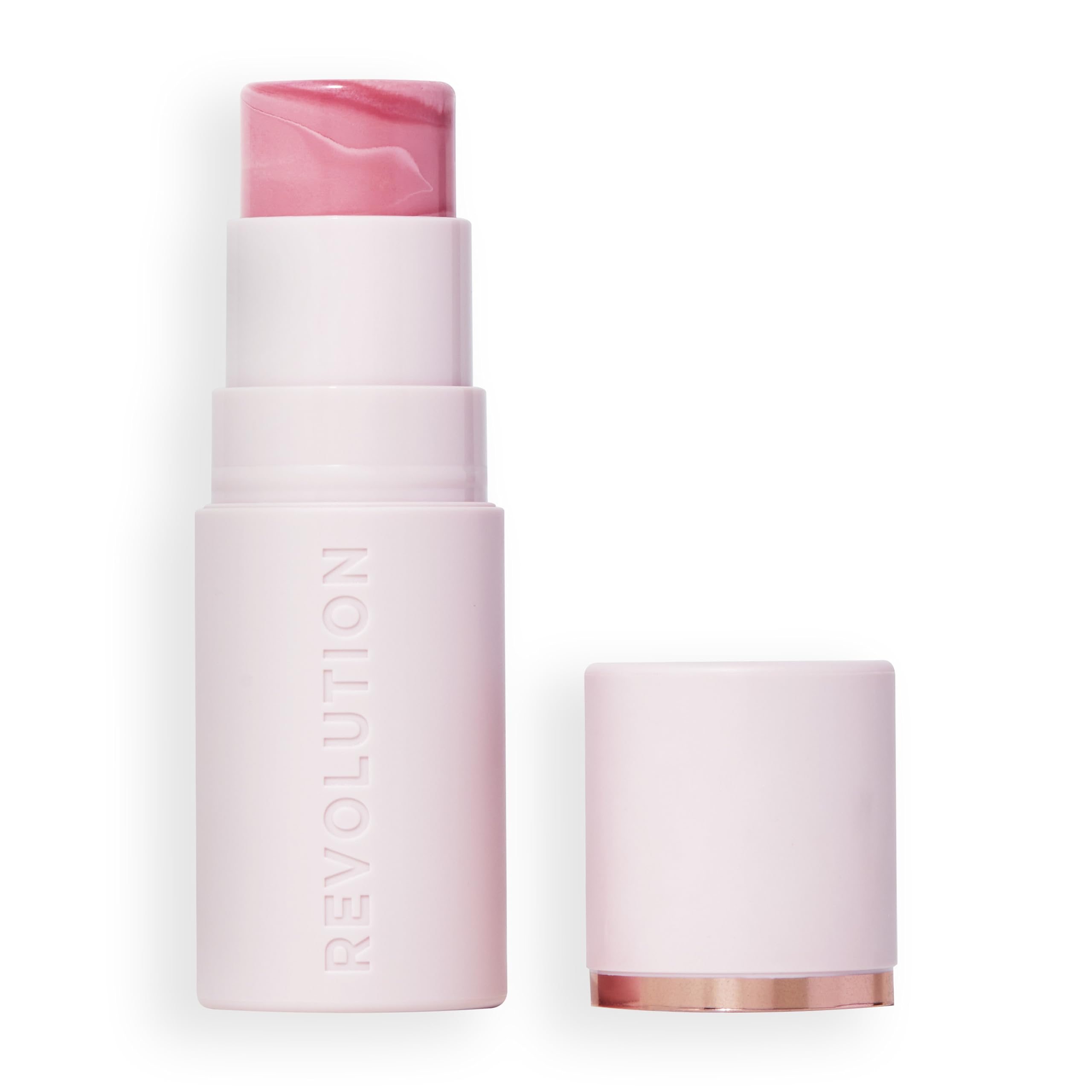 Revolution, Skin Silk Marble Blush Stick, Buildable Colour for Cheek, Eye, & Lip, Cream-to-Powder Formula, Vegan & Cruelty-Free, Pinched Light Pink, 4.5g