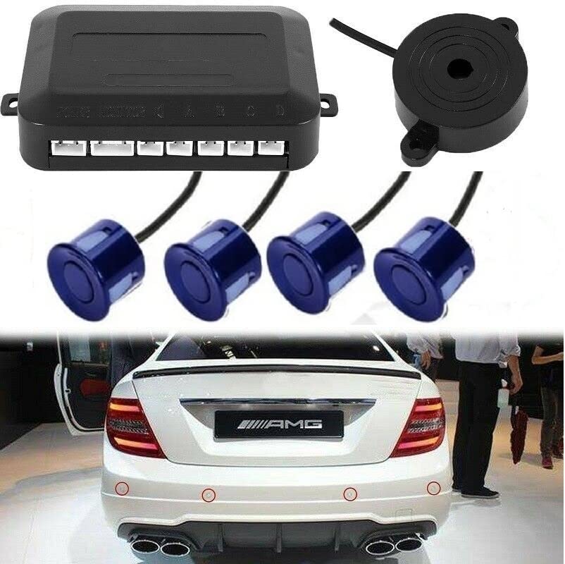 Multibao Parking Sensor Car Reversing Sensors Backup Radar System Buzzer Alarm with 4 Blue Sensors - Blue