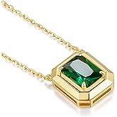 14K Gold Plated Moissanite/Emerald Necklace for Women Dainty Pendant Necklaces for Women Wife Mother Girlfriend Jewelry Gifts