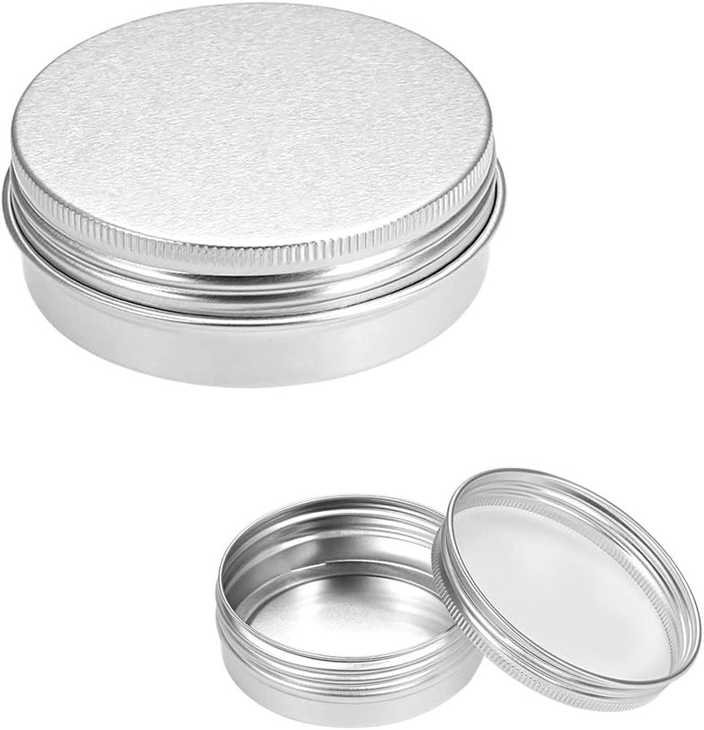 sourcing map 5 Pack 2 oz Round Aluminum Cans Tin Can Screw Top Metal Lid Containers for Crafts Candles, 60ml