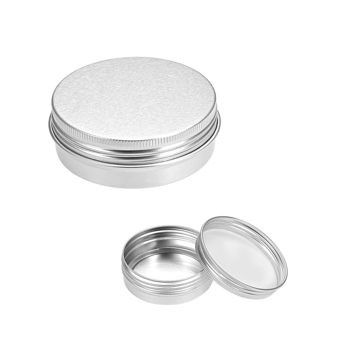 sourcing map 5 Pack 2 oz Round Aluminum Cans Tin Can Screw Top Metal Lid Containers for Crafts, Candles, 60ml