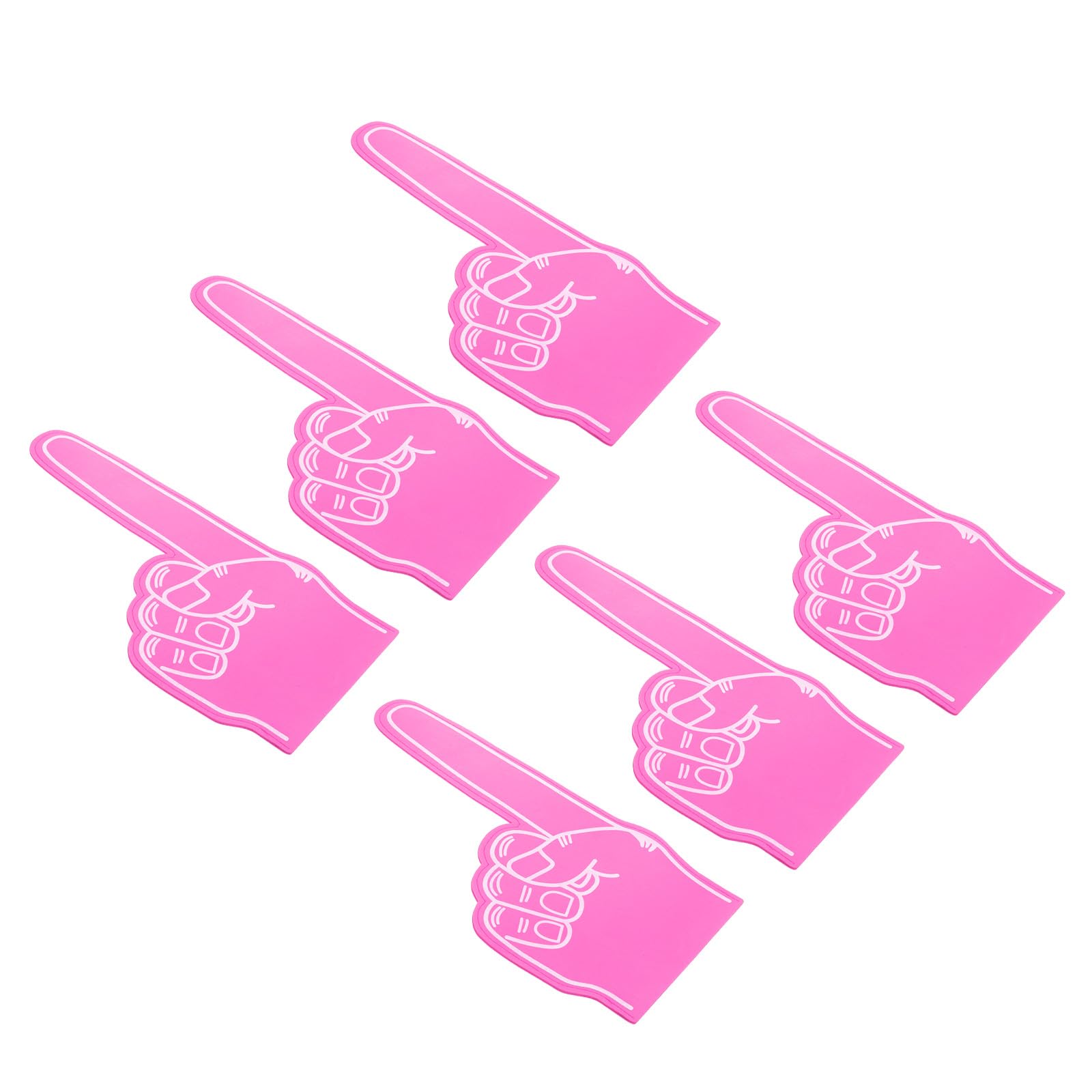PATIKIL Giant Foam Finger 18 Inch, 6 Pcs Number 1 Foam Hand EVA Foam Finger Cheerleading for Sports Events Baseball Basketball Soccer Games, Rose Red