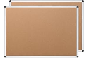 VIZ-PRO Cork Notice Board, 36 X 24 Inches, 2 Pack, Silver Aluminium Frame
