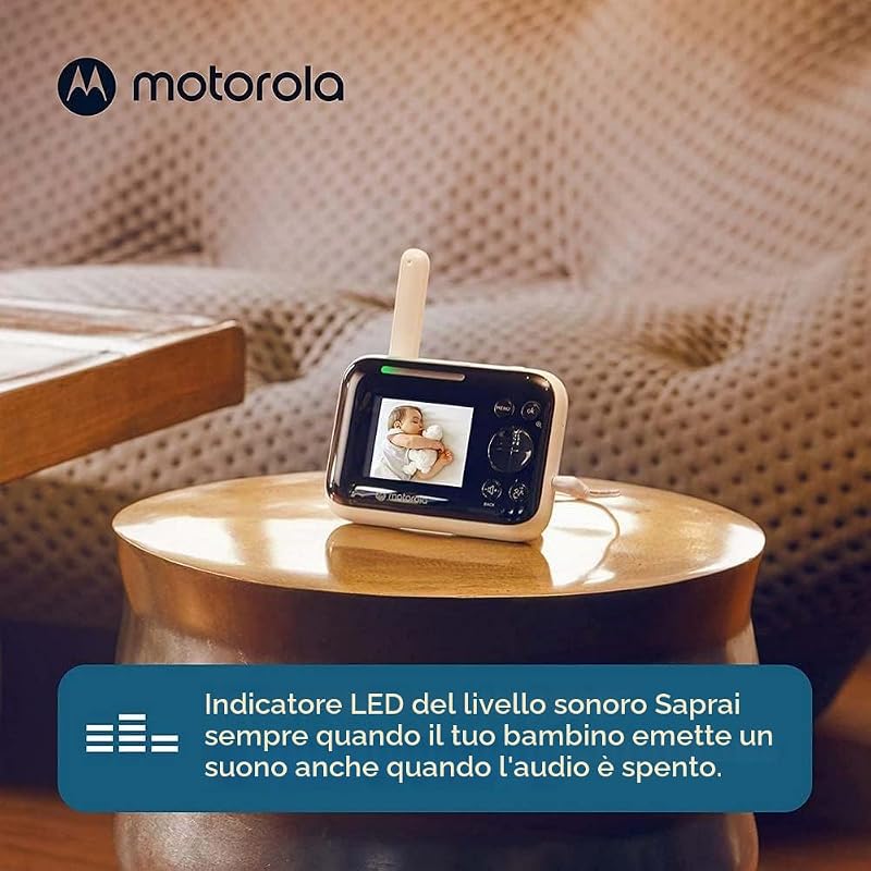 PIP1200 Baby Monitor con Telecamera, Unità Genitore da 2.8", Comunicazione a 2 Vie, Temperatura Ambiente, Visione Notturna a Infrarossi, Portata 300 m