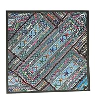 Indian Pillow sham Boho Embroidered Sky Blue Vintage Tapestry (18x18inch)