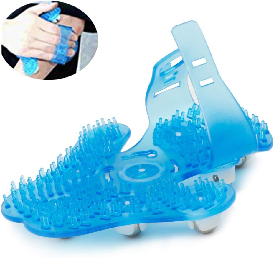 Boseen Hand Held Massager for Muscle Back Neck Joint Foot Shoulder Leg Pain Relief - Palm Shaped Massage Glove Full Body Massage Tool with Roller Ball Massager Essential Oils with Portable Design Blue: Health & Personal Care