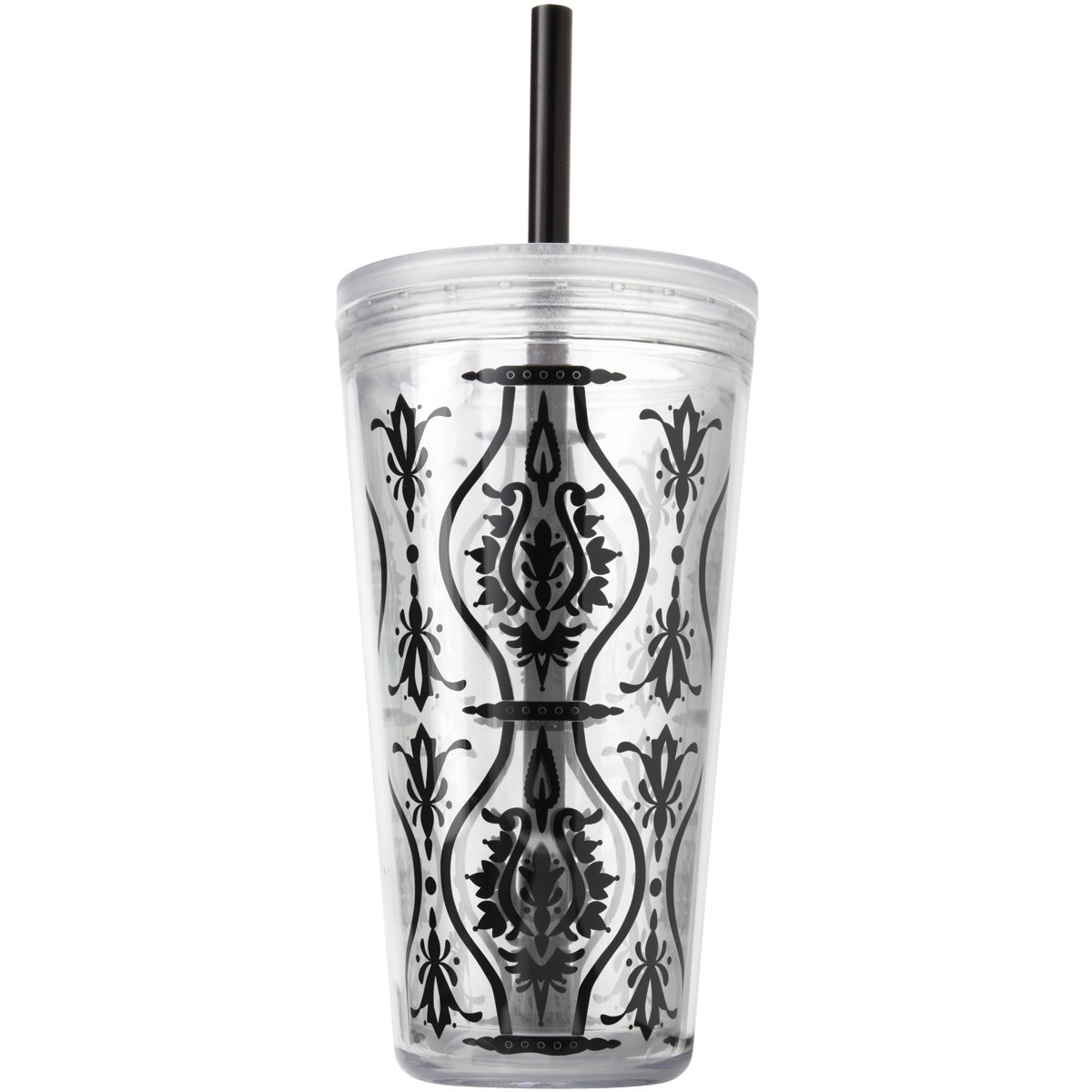 Copco 2510-0261 Minimus Double Wall Insulated Tumbler with Removable Straw, 24-Ounce, Damask Black