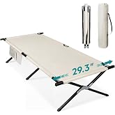 WLIVE Folding Camping Cots for Adults with Carry Bag, 300 lb, Green | 74.6"x29.3"x17.5" Portable Sleeping Cot with Side Pocket, Comfort Army Cot for Camping, Traveling Guest Bed, Easy Setup