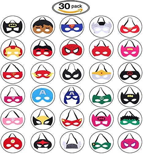 Ecparty Superheros Party Masks for Kids Dress up,Superhero mask for Children Aged 3+(30pieces)