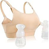 Hands Free Pumping Bra Hands-Free Breast Pump Bra Nursing Bra for Pumping, Holding & Nursing, Beige, Medium