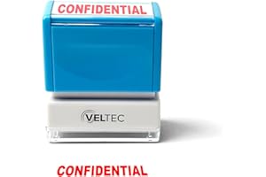 Veltec Premium Pre-Inked Message Stamp, Red Ink (Confidential)