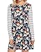 Romwe Floral Print Casual A-Line Loose T-Shirt Swing Dresses Striped Sleeves Midi Dress