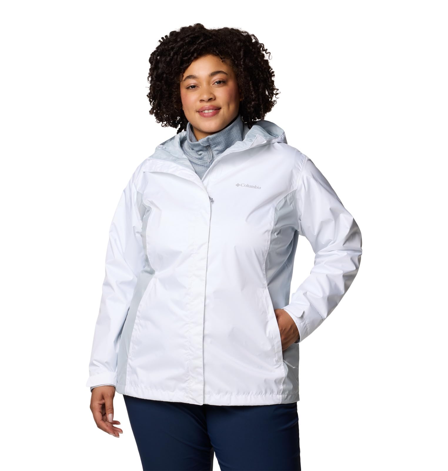 Columbia Womens Arcadia II Waterproof Rain Jacket, White/Cirrus Grey, Small