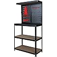 LAZYLAND 31.5 inch Workbench with peg Board, Multipurpose Tool Organizer and Workbench with Double Storage Platform, Workbench in Garage Workshop