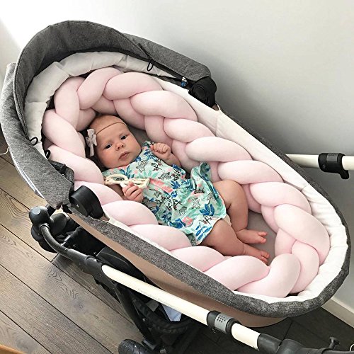 STLY 100 cm Braided Crib Bumper Knot Pillow Knot Cushion Cradle Bumper Nursery Decor Crib Bedding Newborn Gift Decorative Pillow Cot Bumper