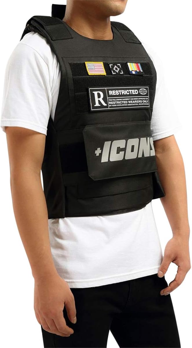 HUDSON Outerwear Men's Icon Reflective Fashion Vest with Adjustable Velcro Straps and Patches, Black: Clothing