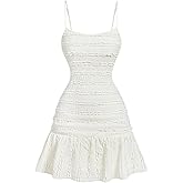 SOLY HUX Women's Ruffle Mini Dress Y2k Lace Spaghetti Strap Bodycon Summer Cami Dresses