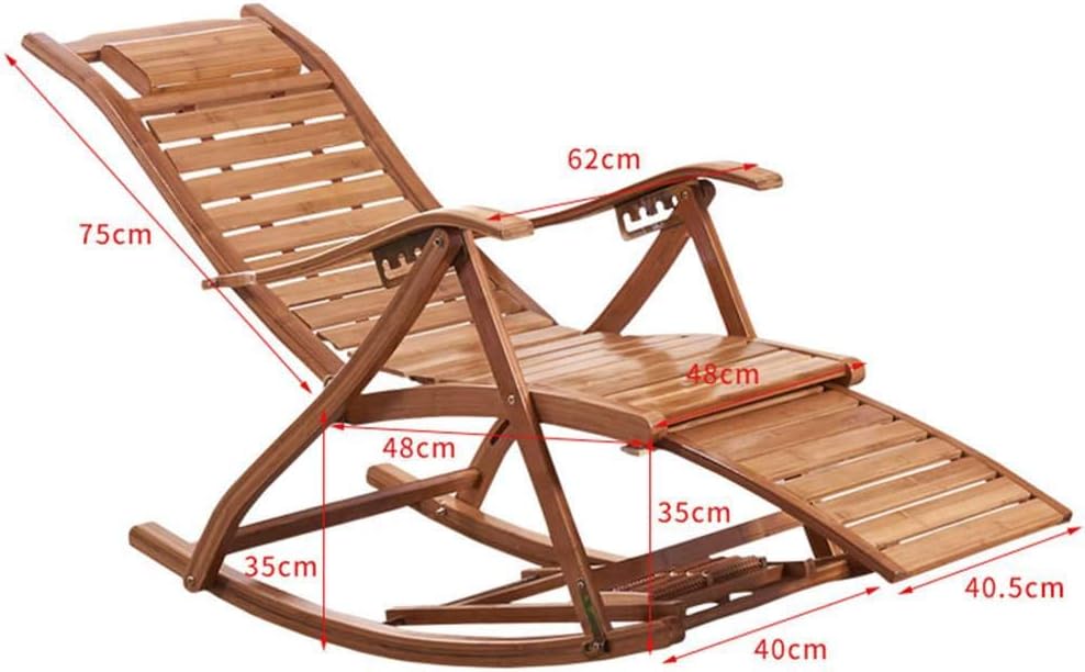 MO&SU Folding Rocking Chair, Portable 170Degree Adjustment Patio Chaise Lounger Recliner Recliner Garden Chair-B: Furniture & Decor
