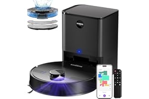 MONSGA Robot Vacuums and Mop, Self-Emptying Lidar Robotic Vacuum, 6000Pa, Lidar Navigation, Home Mapping, Wi-Fi/App/Alexa/Rem