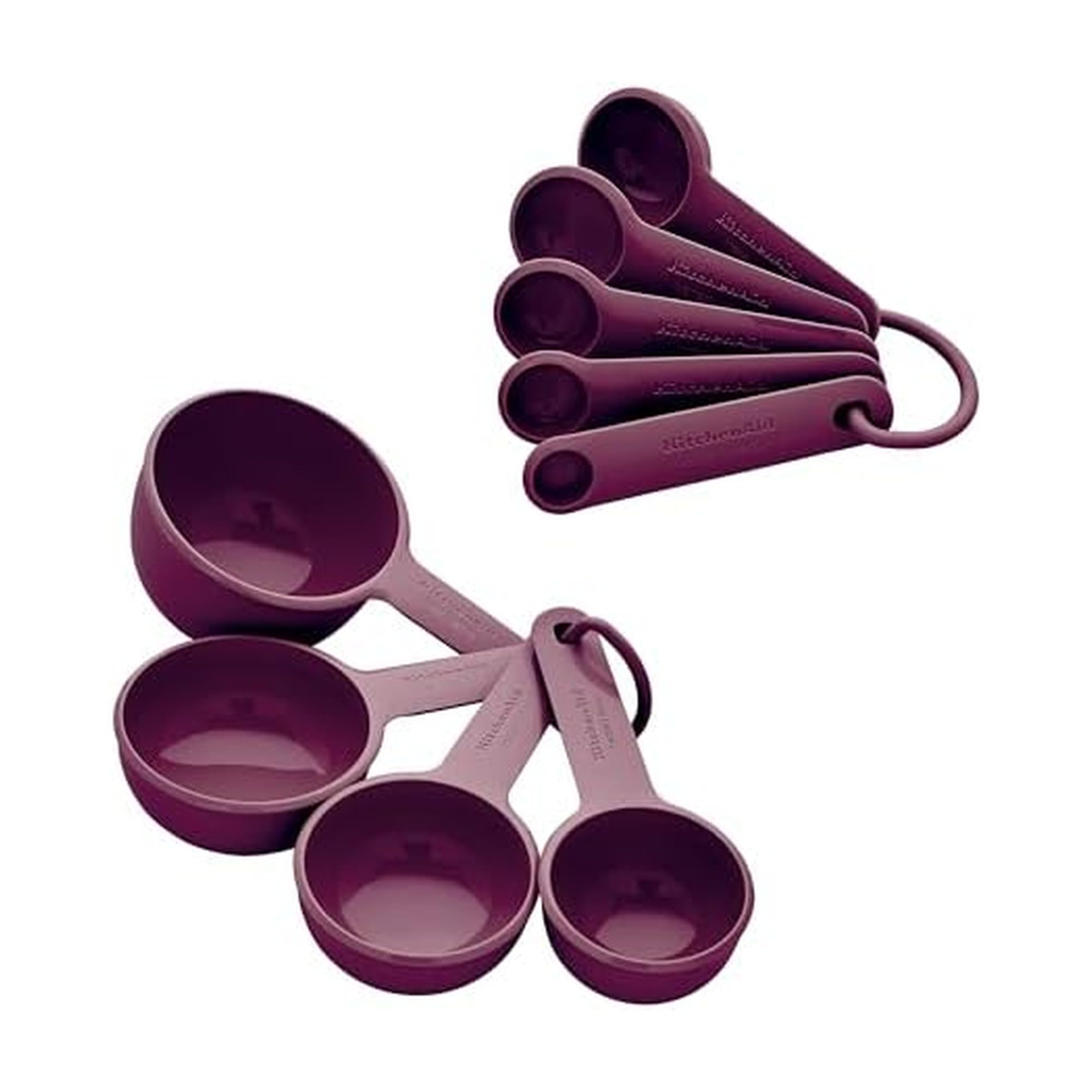KitchenAid Universal Easy to Read Measuring Cup and Spoon Set with Soft Grip Handle for Maximum Control, Hang Hole and Nesting for Easy Storage, Dishwasher Safe, 9 Piece, Empire Red