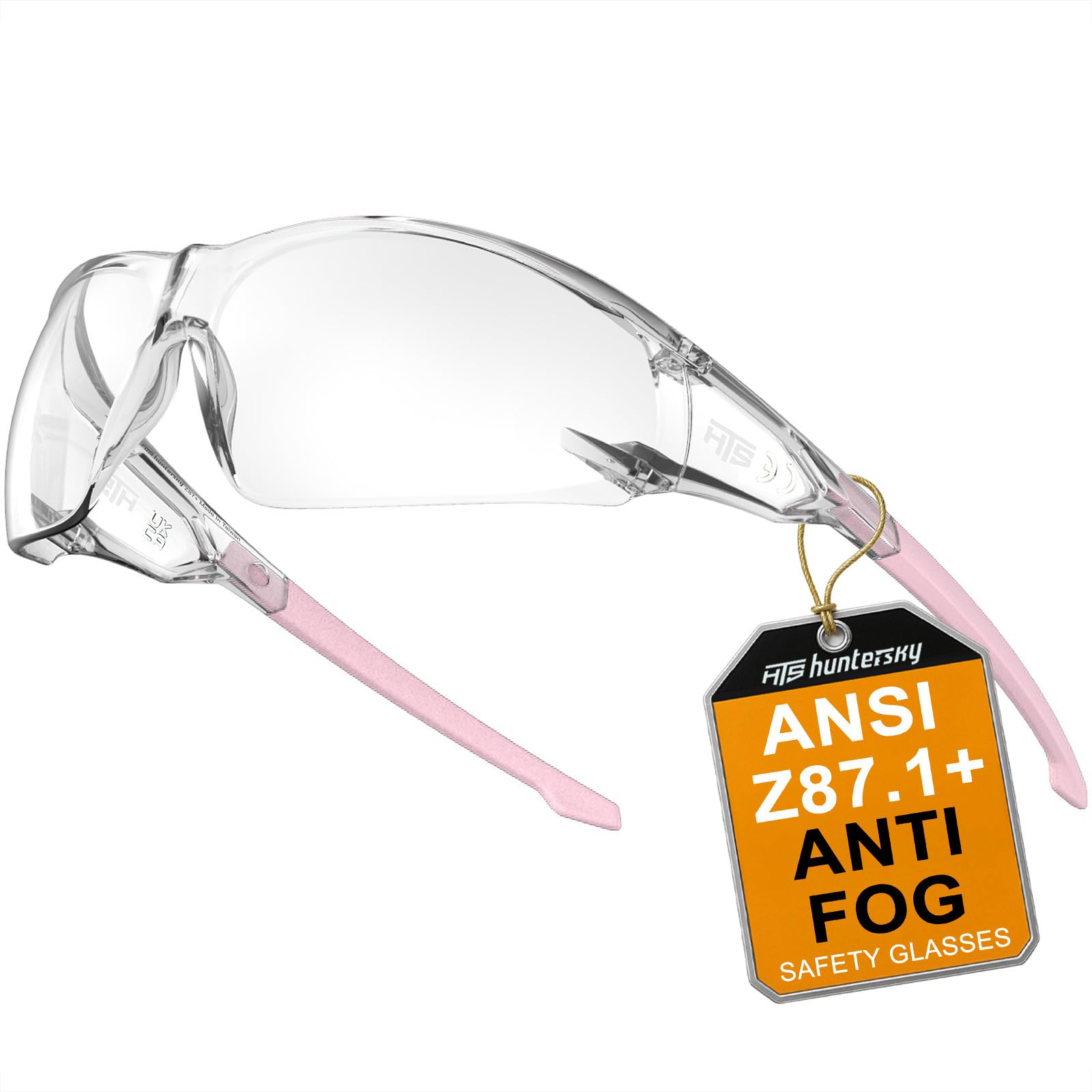 HTS HUNTERSKY S239 Protective Clear Pink Small Safety Glasses Ladies Youth protecting eyes from wind anti-pollen dust proof night bike tennis pickleball cycling running