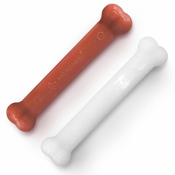 NYLABONE ORIGINAL BONE POWER CHEW TOY FOR DOGS, DURABLE DOG TOYS FOR AGGRESSIVE CHEWERS, BASTED BLAST CHICKEN FLAVOR, LARGE – UP TO 50 LBS, 2 PACK