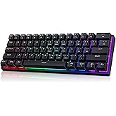 Portable 60% Mechanical Gaming Keyboard,60 Percent Wired Gamer Keyboard with Blue Switches,LED Customization Backlit,61 Keys 