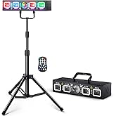 KeoBin 6-in-1 DJ Light with Stand, RGBW Disco Lights, Strobes, Laser Light | Disco Ball Lights, Wide Laser Beams, RGBW+UV Strobes, DMX512, Remote and Music Sync for Parties, DJ Gig and Stage Laser Show