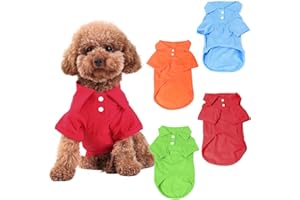 KINGMAS 4 Pieces Dog T-Shirt, Breathable Pet Shirts, Puppy Sweatshirt Dog Clothes Outfit Apparel Coats for Small Medium Dogs Cats (Blue, Green, Red, Orange) - Medium