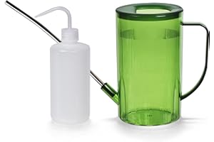 Oubest Watering Can Indoor Plants 50oz Long Spout Translucent Small Watering Can with 16oz Squeeze Water Bottle for House Plants, Garden Flowers, Succulents