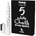 Chalkola White Chalk Markers for Blackboard, Chalkboard Sign, Window, Bistro, Car, Glass (5 Pack 6mm) - Liquid Chalkboard Mar