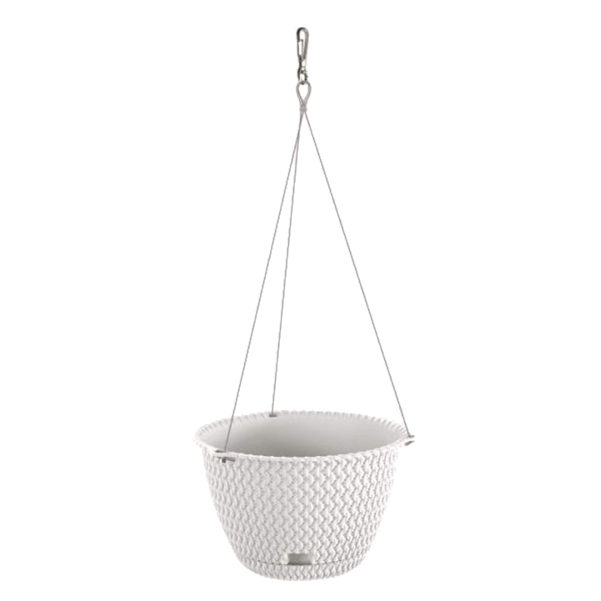 PROSPERPLAST Round Hanging Planter 4.8L Splofy Round W Plastic in White, Ø27 x 16.5 cm