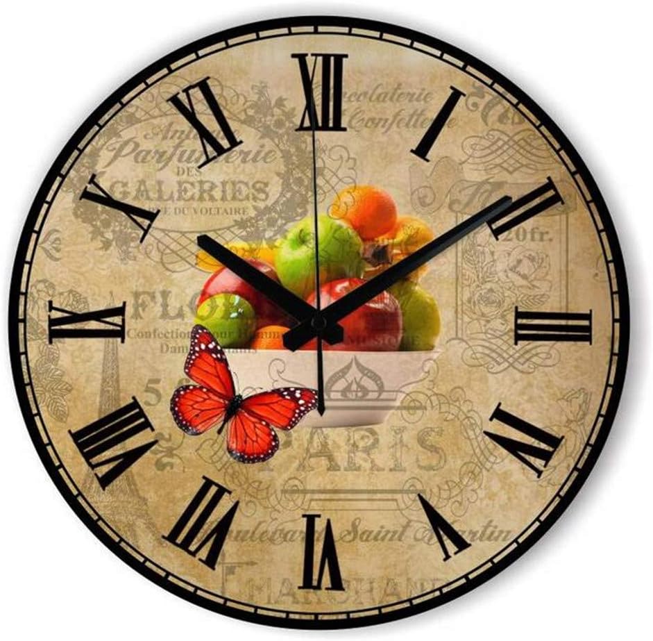 guyuell Kitchen Clock Withe Waterproof Clock Fruits Wall Decoration Clock Dining Hall Fashion Home Wall Clock
