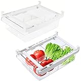 YekouMax Fridge Drawer Organizer, Refrigerator Organizer Bins, Pull Out with Handle, Fridge Shelf Holder Storage Box, Clear C