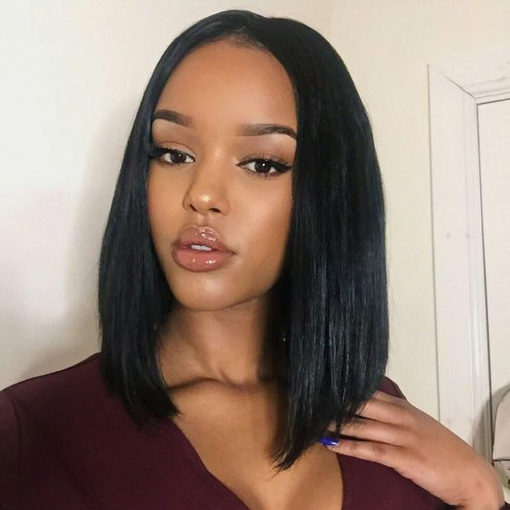 Kerrywigs Grade 8A Brazilian Human Hair Bob Cut Full Lace Wigs For Women Glueless Short Straight Lace Front Human Hair Wigs 130 Density-8inch lace front wig