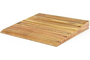 THOOUM Wooden Threshold Ramp for Home Steps, 9" Rise Doorway Ramp with Non-Slip Grooves, Door Ramp for Wheelchair/Walker/Cart/Scooter, (31.4 W*9.0" H, Solid Pine Wood, 600LBS Capacity)