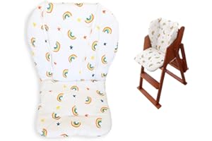 KRIZJUES Baby High Chair Cushion, Thick Pad for Wooden High Chair, Baby Dining Chair Liner Mat (Yellow Rainbow)