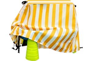 SIRUITON Kids Water Table Cover Fit Step2 Rain Showers Splash Pond Water Table,Waterproof Dust Proof Anti-UV Outdoor Toys Cover-Cover only (Yellow Stripes)