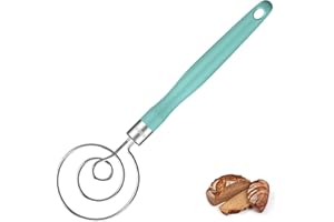 U-Taste Danish Dough Whisk for Bread: 18/8 Stainless Steel Heavy-Duty Sourdough Mixing Tool, Food Grade Dutch Style Seamless 
