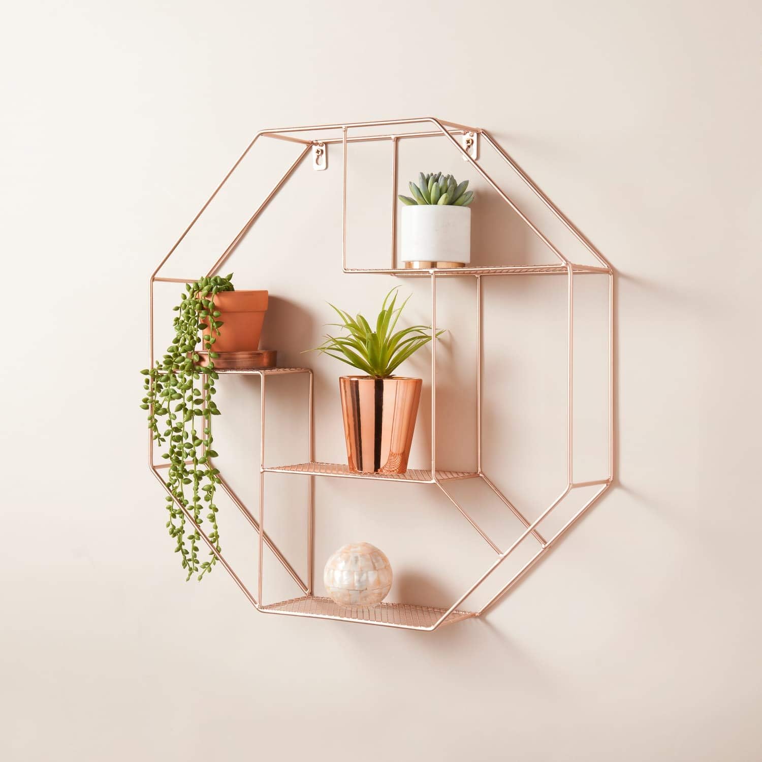 New Rose Gold Hexagon Shelf Stylish 