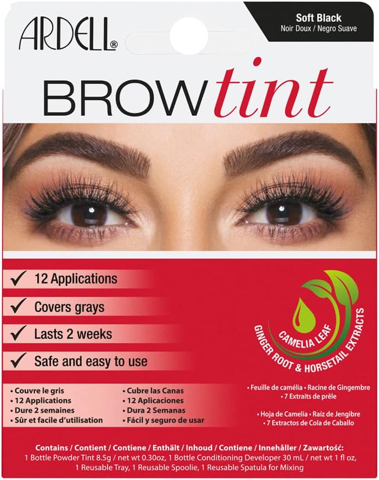 Ardell At Home Eyebrow Tint Kit Soft Black Semi-Permanent Vegan Friendly 1 Pack