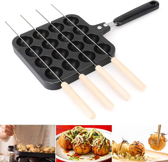 Famyfamy Takoyaki Pan, 16 Agujeros Antiadherente Takoyaki Fabricante